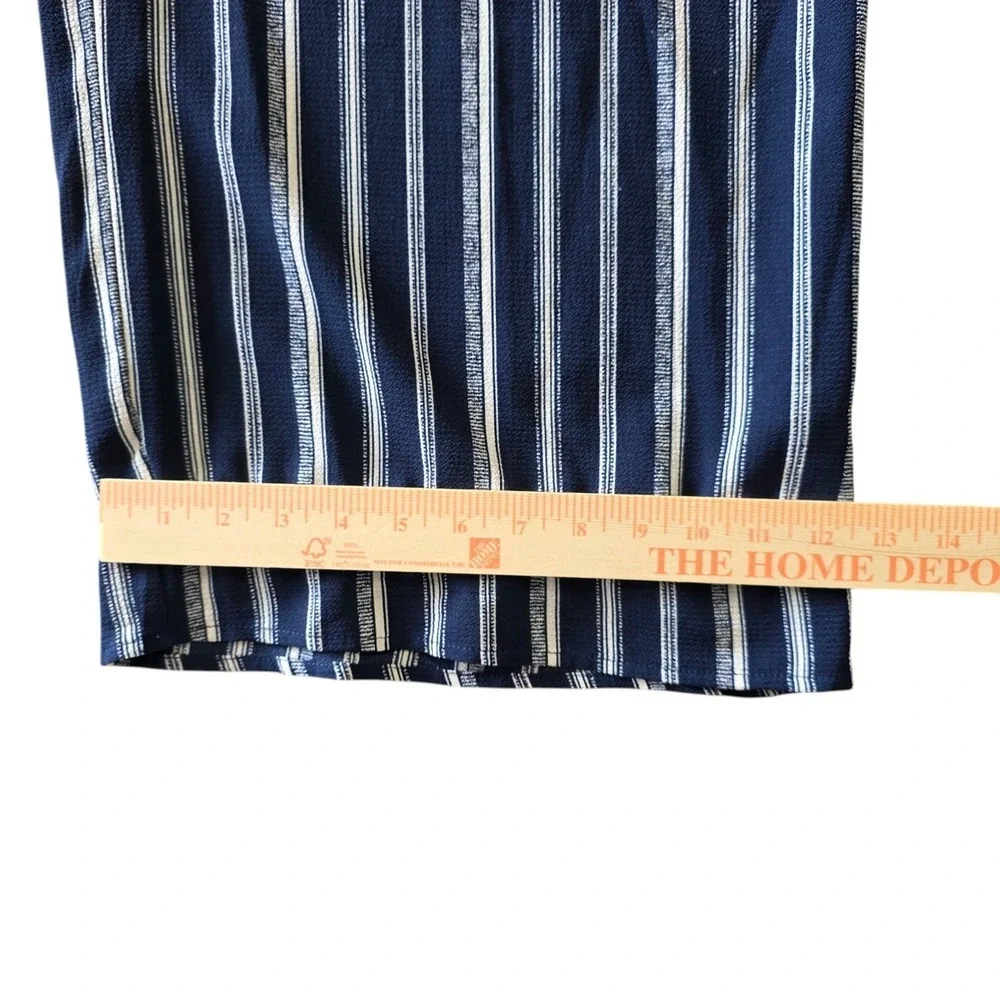 Bailey Blue Nautical Striped Halter Wide Leg Jumpsuit Sz L Crochet Hem Coastal